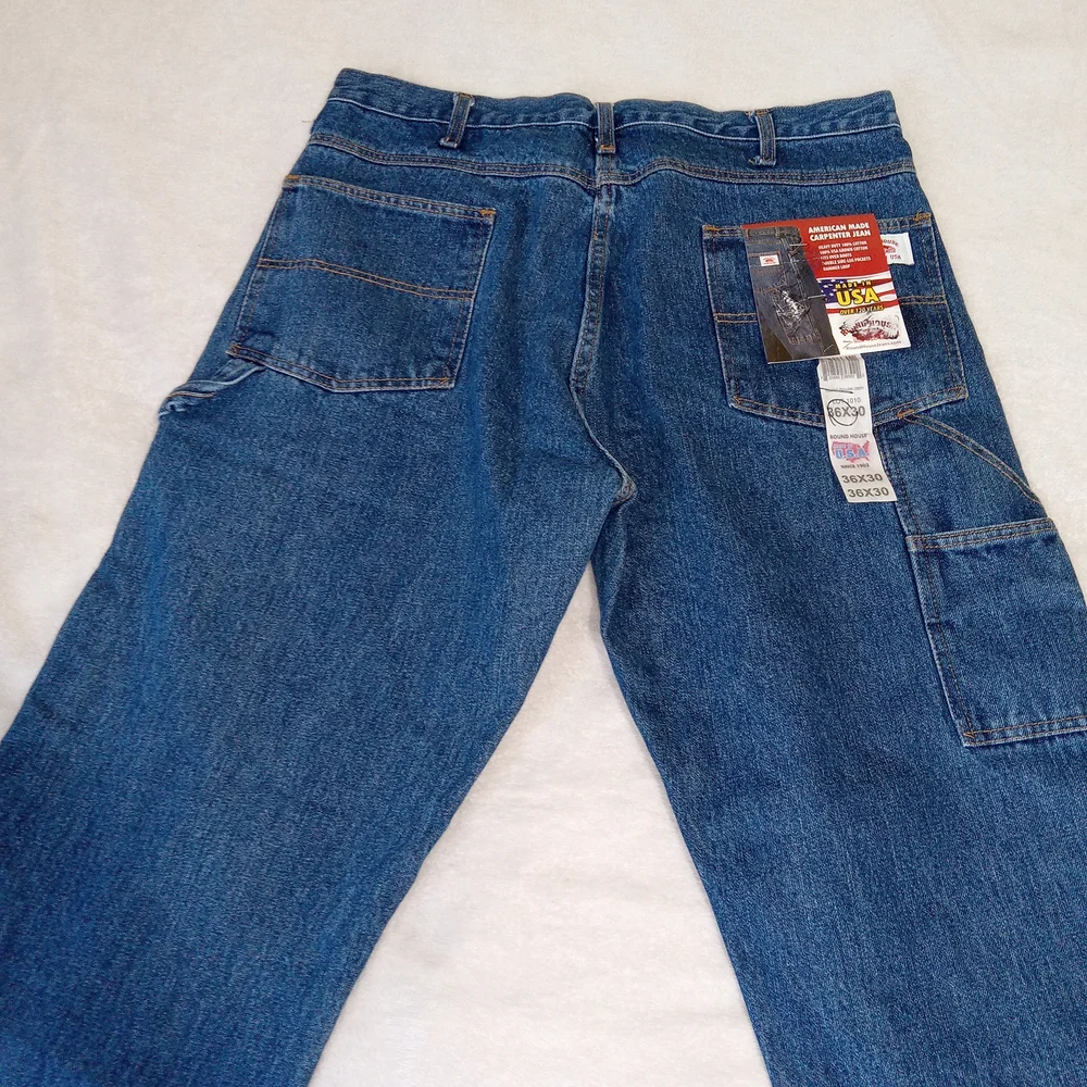 Round House Carpenter Jeans 36x30 Made In USA Blue Denim Work Pants NWT Utility - Picture 2 of 12